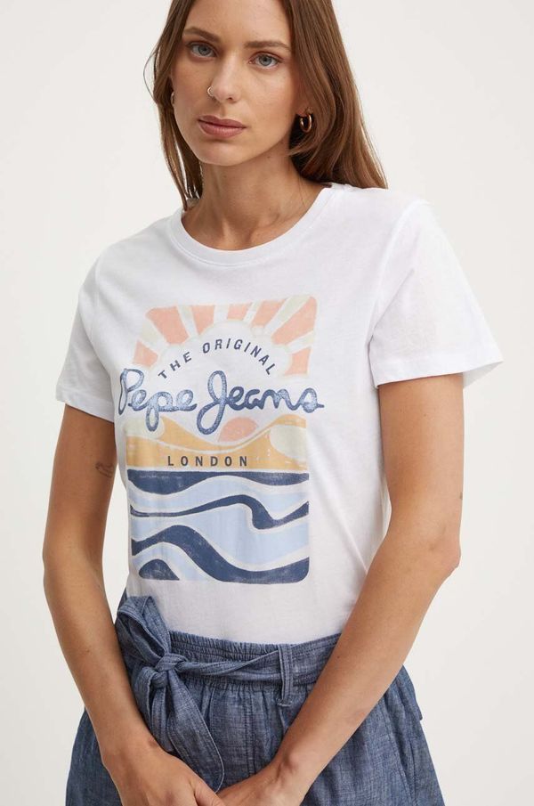 Pepe Jeans Pamučna majica Pepe Jeans ESHA za žene, boja: bijela, PL505885