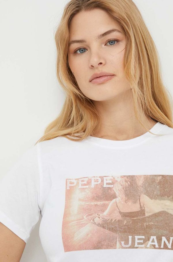 Pepe Jeans Pamučna majica Pepe Jeans HIGI za žene, boja: bijela