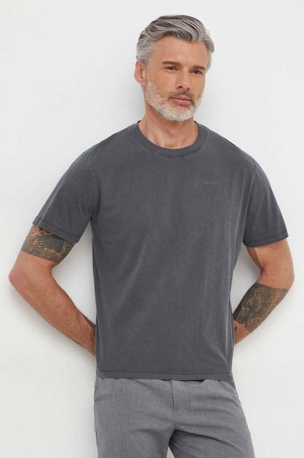 Pepe Jeans Pamučna majica Pepe Jeans Jacko za muškarce, boja: siva, bez uzorka, PM508664