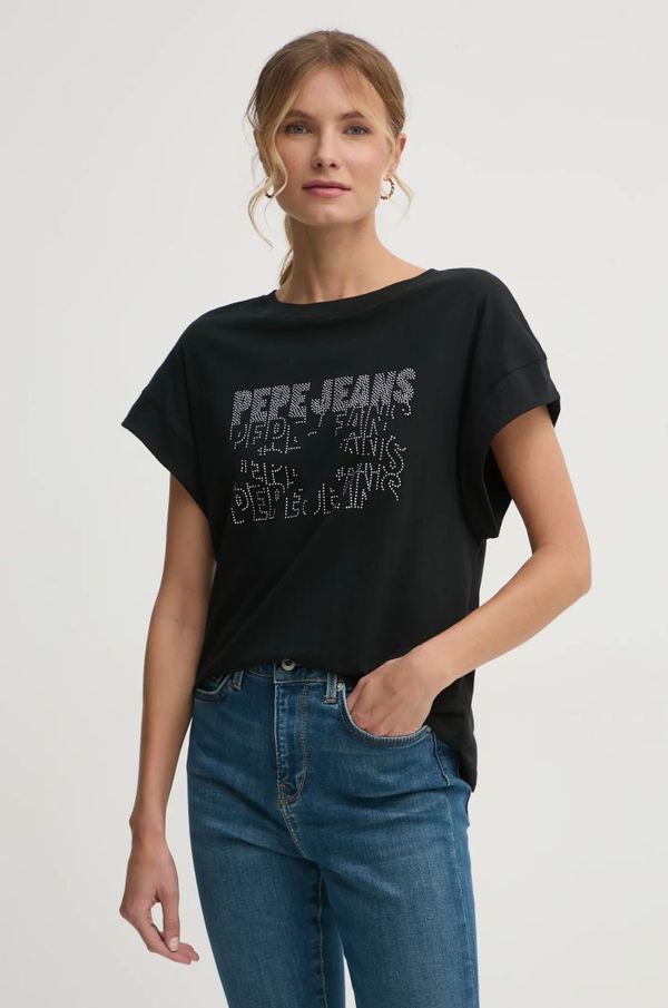 Pepe Jeans Pamučna majica Pepe Jeans LIRA za žene, boja: crna, PL505996