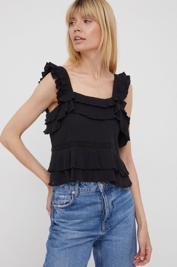 Pepe Jeans Pamučna majica Pepe Jeans Nora za žene, boja: crna, glatka