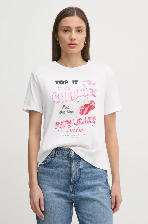 Pepe Jeans Pamučna majica Pepe Jeans ROXANE za žene, boja: bijela, PL506045