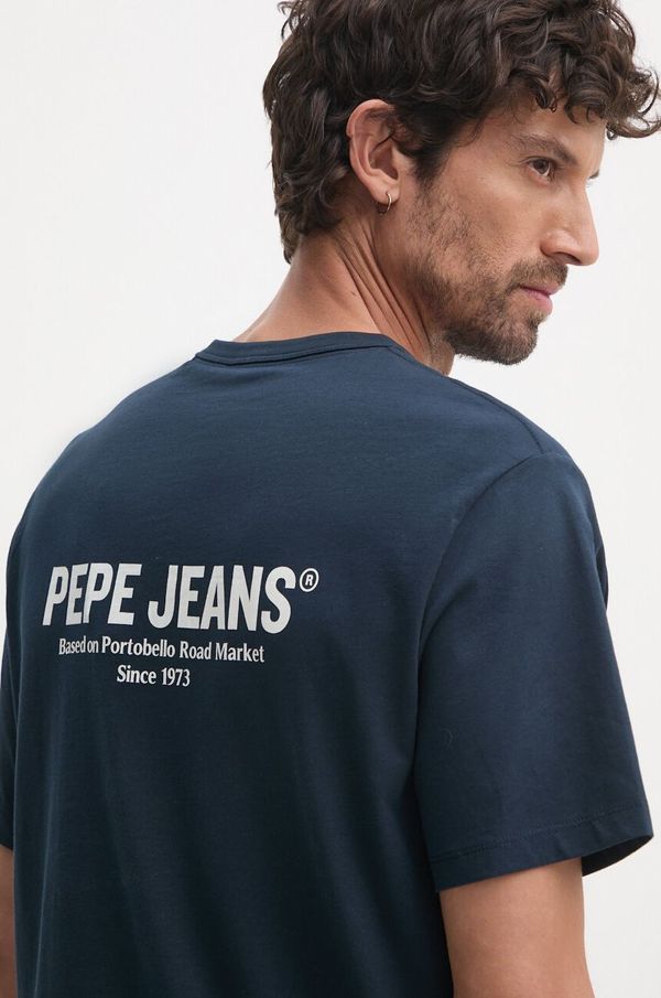 Pepe Jeans Pamučna majica Pepe Jeans SAM TEE za muškarce, boja: tamno plava, s tiskom, PM509433