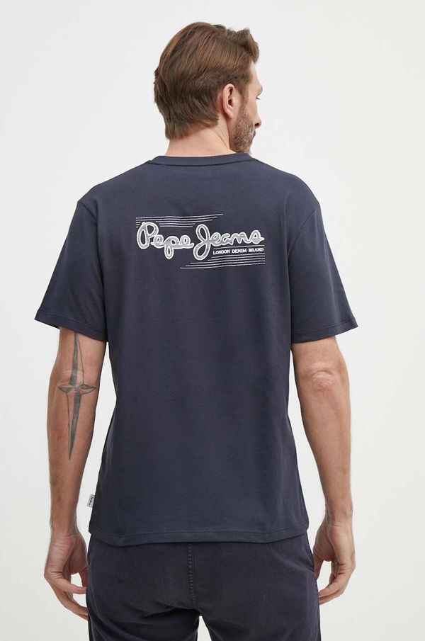 Pepe Jeans Pamučna majica Pepe Jeans SINGLE CLIFORD za muškarce, boja: tamno plava, s tiskom, PM509367