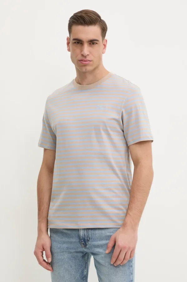 Pepe Jeans Pamučna majica Pepe Jeans za muškarce, boja: bež, s uzorkom