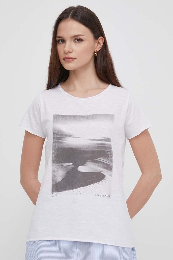 Pepe Jeans Pamučna majica Pepe Jeans za žene, boja: bijela