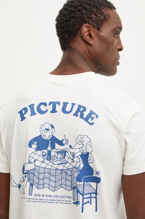 Picture Pamučna majica Picture D&S Doggo za muškarce, boja: bež, s tiskom, MTS1188