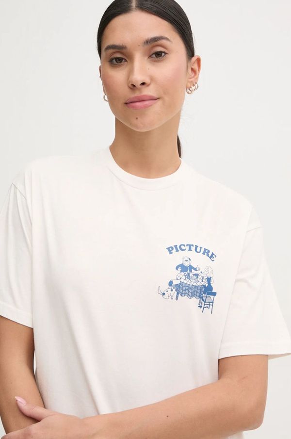 Picture Pamučna majica Picture D&S Doggo za žene, boja: bež, WTS0554