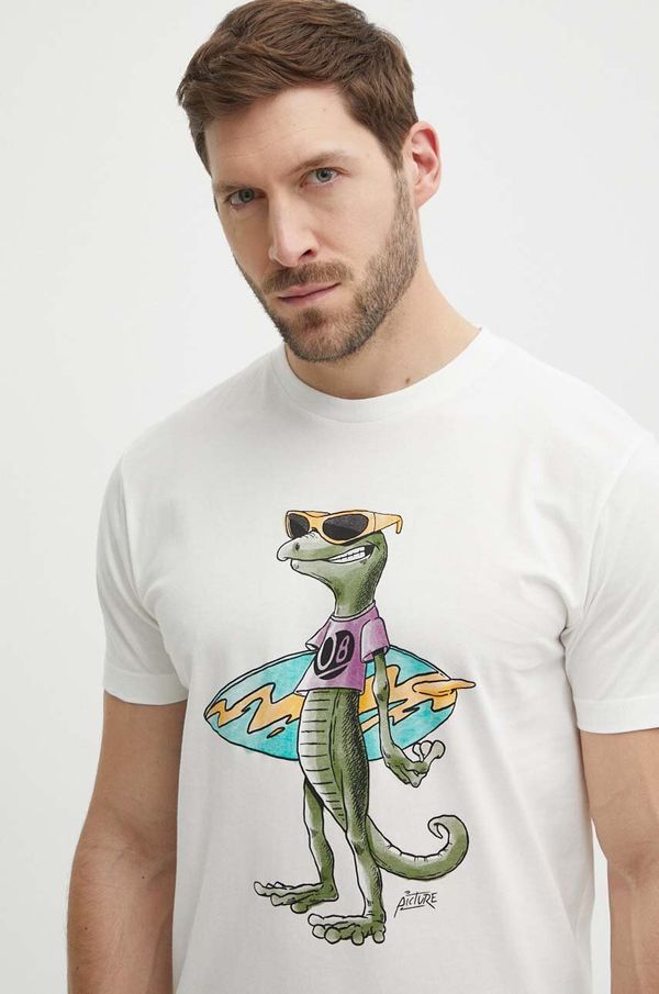 Picture Pamučna majica Picture Jecko za muškarce, boja: bijela, s tiskom, MTS1139