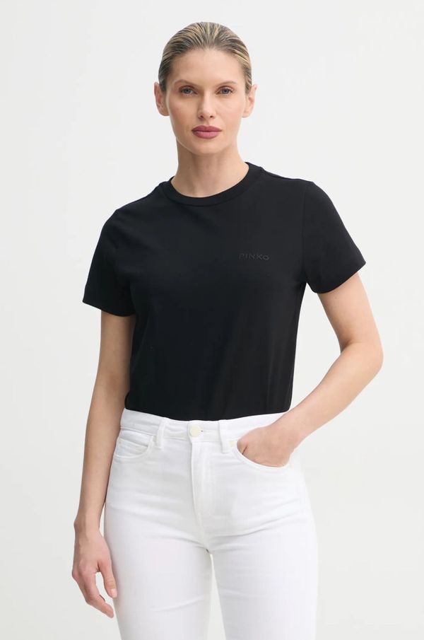 Pinko Pamučna majica Pinko za žene, boja: crna, 101752 A2HN