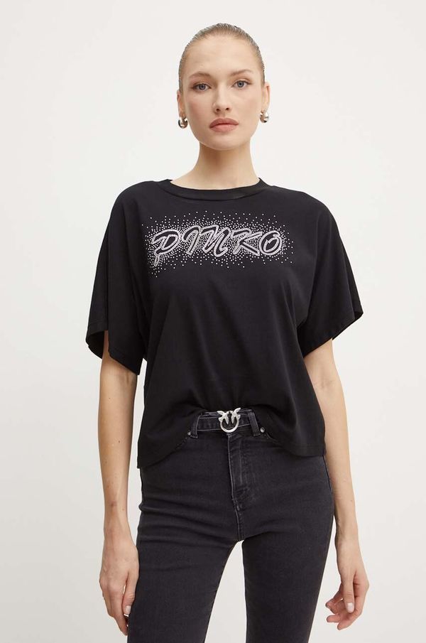 Pinko Pamučna majica Pinko za žene, boja: crna, 103993 A231