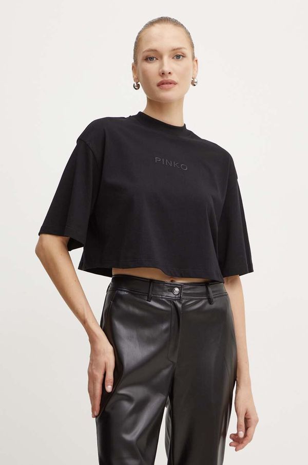 Pinko Pamučna majica Pinko za žene, boja: crna, 104187 A251