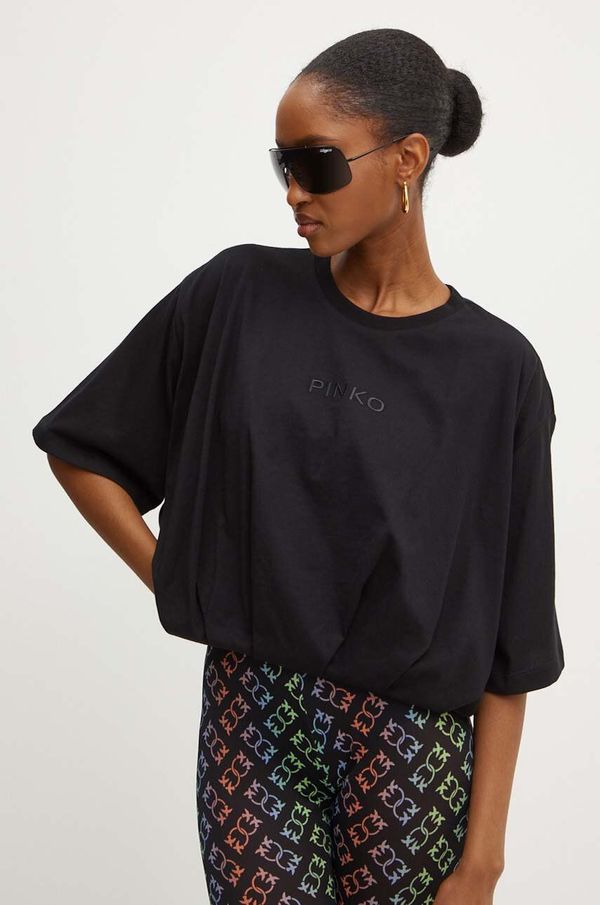 Pinko Pamučna majica Pinko za žene, boja: crna, 104206 A251