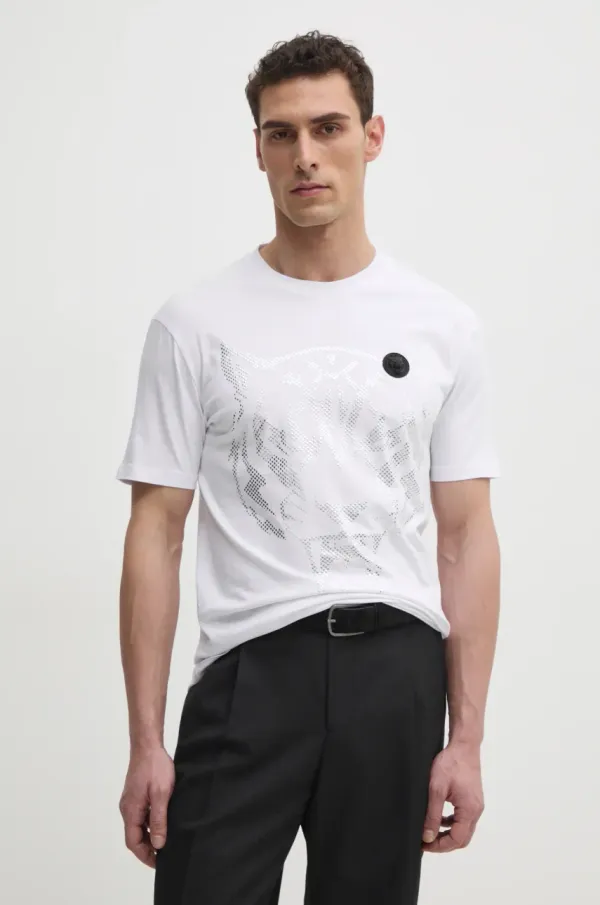 Plein Sport Pamučna majica PLEIN SPORT za muškarce, boja: bijela, s aplikacijom, SAEC MTK8009 STE001N