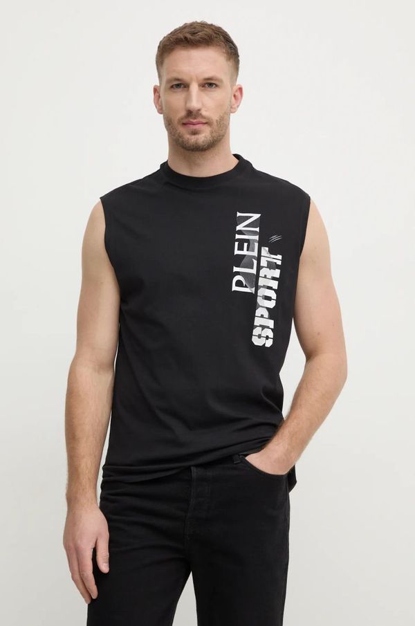 Plein Sport Pamučna majica PLEIN SPORT za muškarce, boja: crna, AADC MTK7951 STE001N