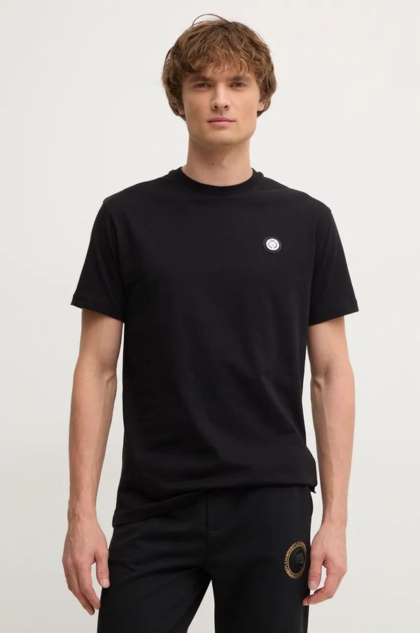 Plein Sport Pamučna majica PLEIN SPORT za muškarce, boja: crna, s tiskom, AADC MTK7952 STE001N