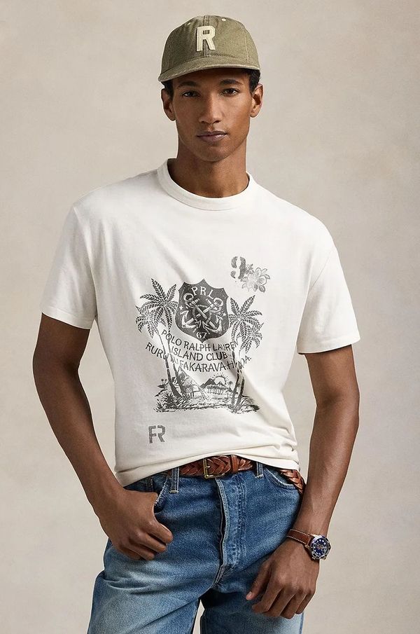 Polo Ralph Lauren Pamučna majica Polo Ralph Lauren za muškarce, boja: bijela, s tiskom, 710958247