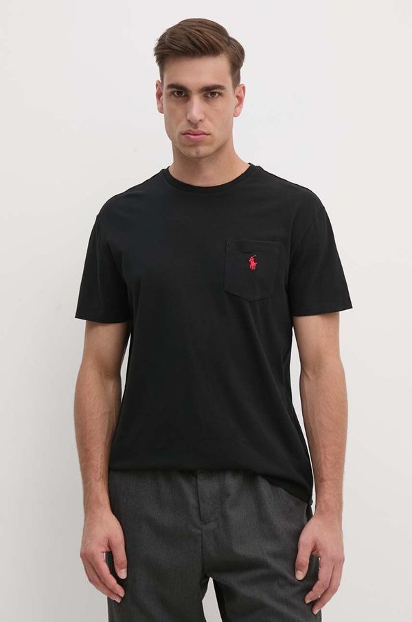 Polo Ralph Lauren Pamučna majica Polo Ralph Lauren za muškarce, boja: crna, bez uzorka, 710707095