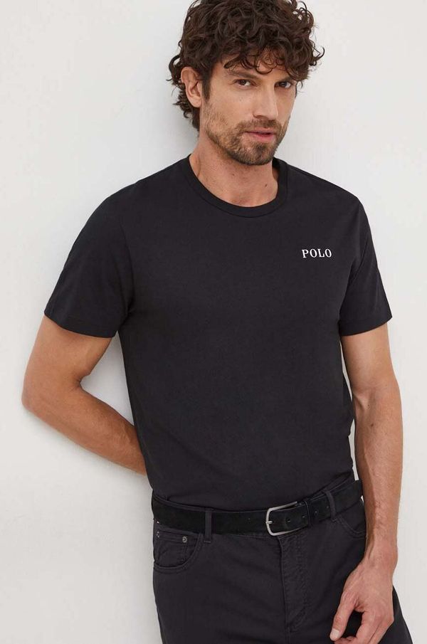 Polo Ralph Lauren Pamučna majica Polo Ralph Lauren za muškarce, boja: crna, s tiskom