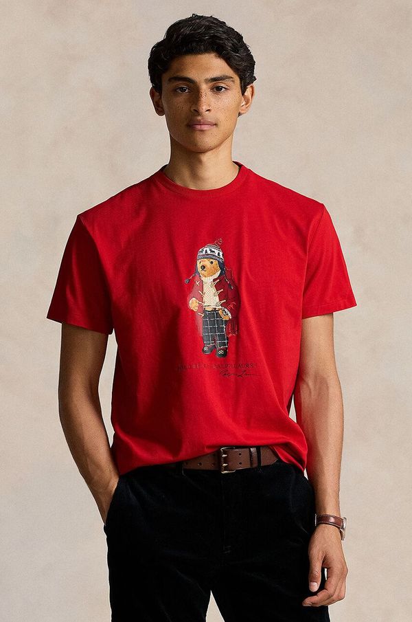 Polo Ralph Lauren Pamučna majica Polo Ralph Lauren za muškarce, boja: crvena, s tiskom, 710854497