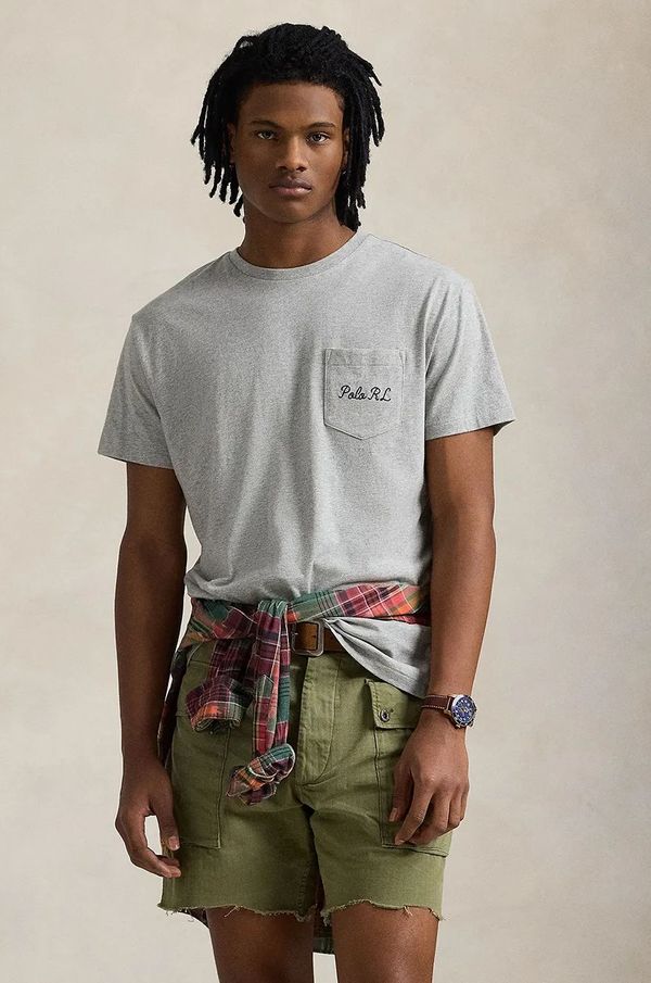 Polo Ralph Lauren Pamučna majica Polo Ralph Lauren za muškarce, boja: siva, s tiskom, 710961125