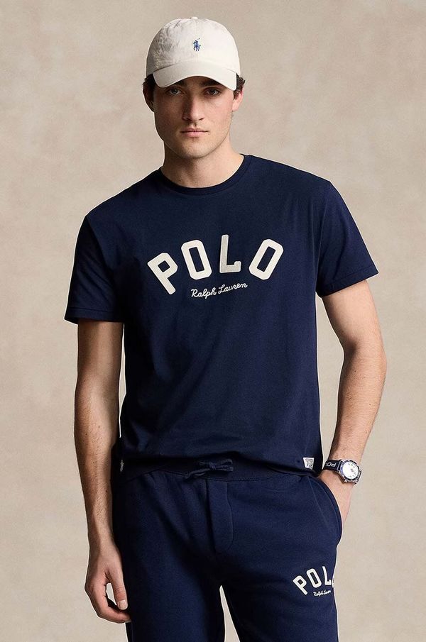 Polo Ralph Lauren Pamučna majica Polo Ralph Lauren za muškarce, boja: tamno plava, s aplikacijom, 710952043
