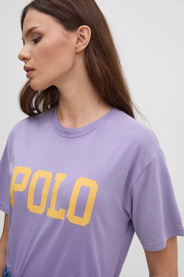 Polo Ralph Lauren Pamučna majica Polo Ralph Lauren za žene, boja: ljubičasta, 211941181