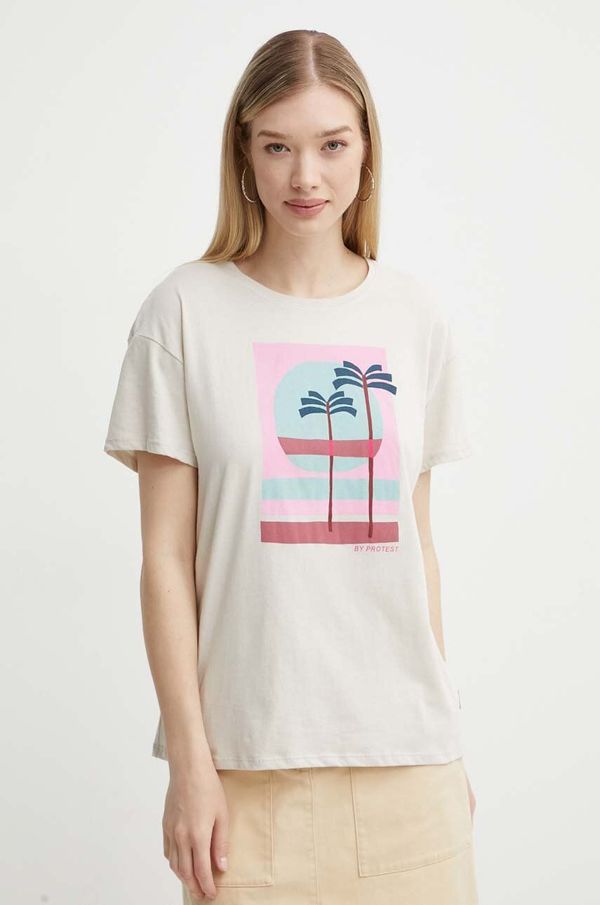 Protest Pamučna majica Protest Prtglassy za žene, boja: bež, 1611043