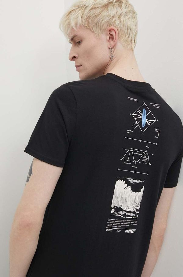 Protest Pamučna majica Protest Prtpenalt za muškarce, boja: crna, s tiskom, 1712143