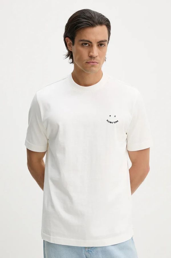 PS Paul Smith Pamučna majica PS Paul Smith za muškarce, boja: bež, s aplikacijom, M2R.965XE.N22116