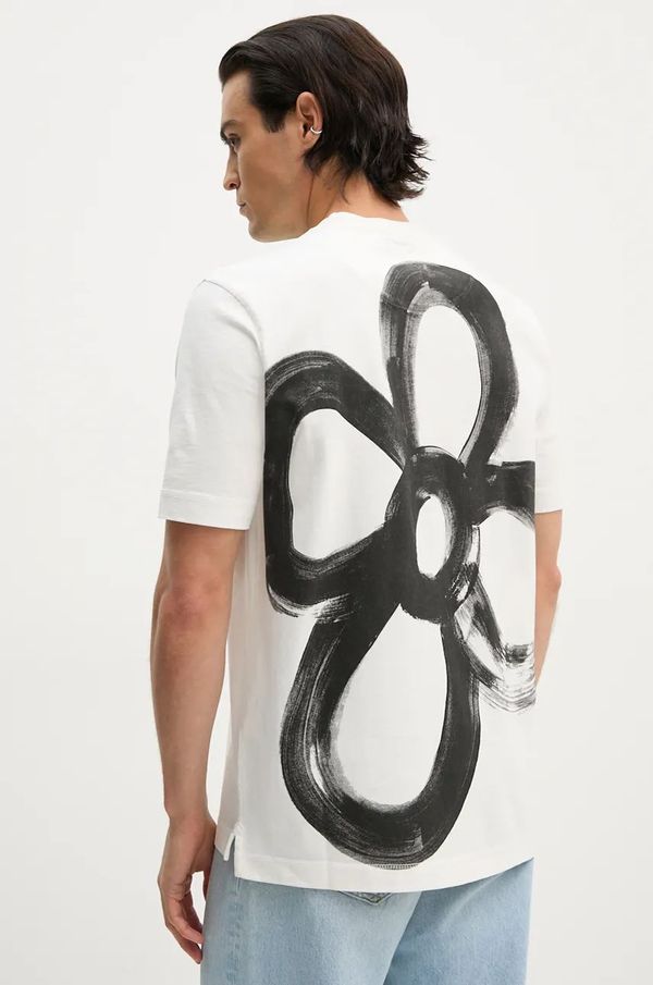 PS Paul Smith Pamučna majica PS Paul Smith za muškarce, boja: bež, s tiskom, M2R.965X.NP4825