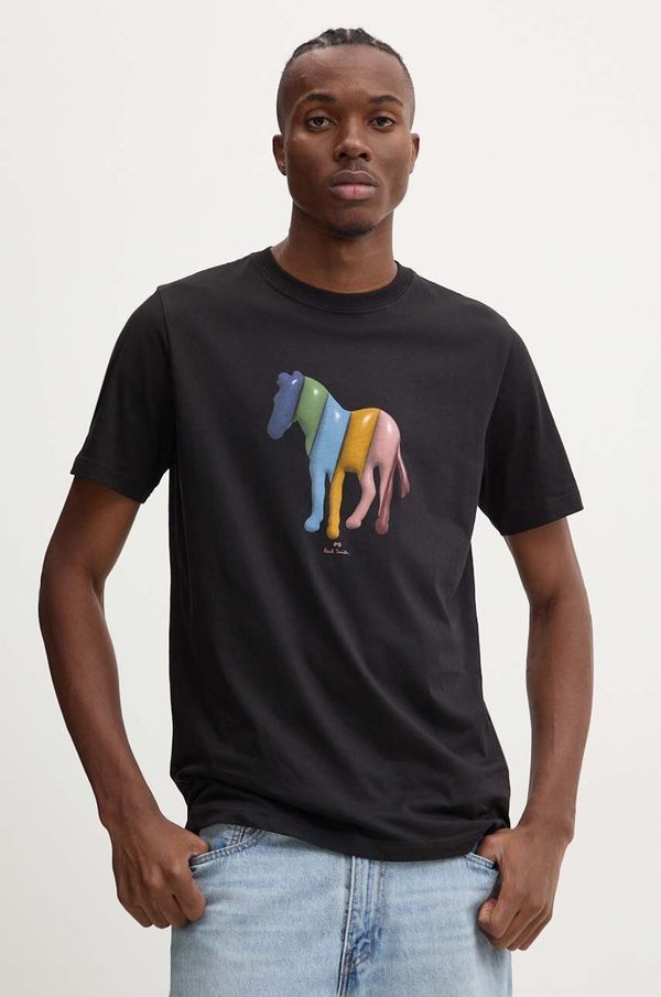 PS Paul Smith Pamučna majica PS Paul Smith za muškarce, boja: crna, s tiskom, M2R.011R.NP4806