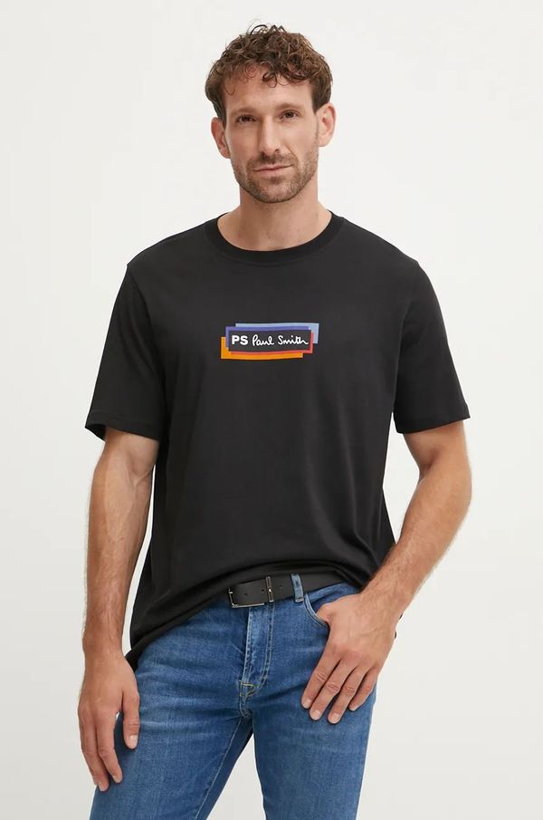 PS Paul Smith Pamučna majica PS Paul Smith za muškarce, boja: crna, s tiskom, M2R.011R.NP4808