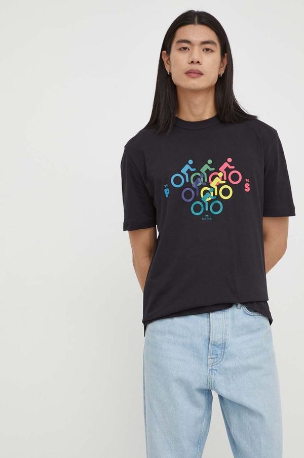 PS Paul Smith Pamučna majica PS Paul Smith za muškarce, boja: crna, s tiskom, M2R.220X.MP4435