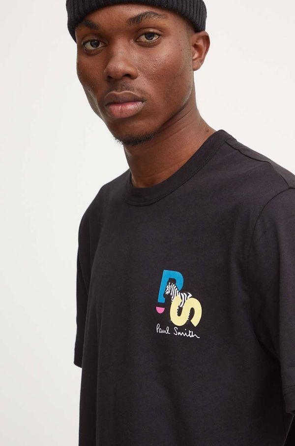 PS Paul Smith Pamučna majica PS Paul Smith za muškarce, boja: crna, s tiskom, M2R.220X.NP4799