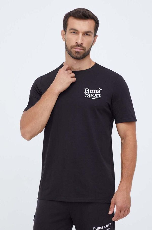 Puma Pamučna majica Puma boja: crna, s tiskom