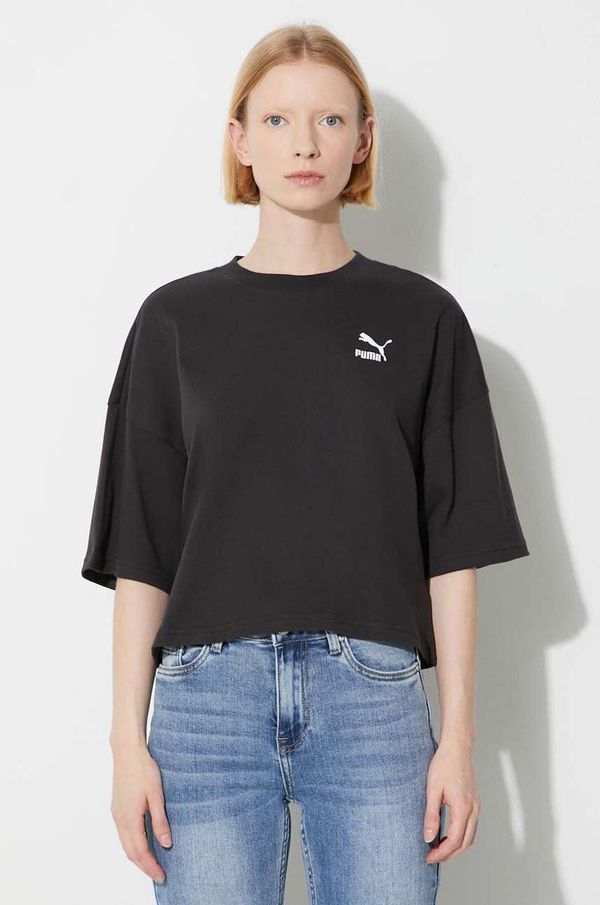 Puma Pamučna majica Puma boja: crna