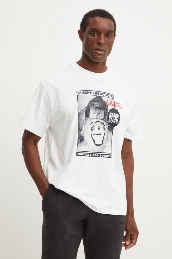 Puma Pamučna majica Puma Dylan Got Game za muškarce, boja: bijela, s tiskom, 627639