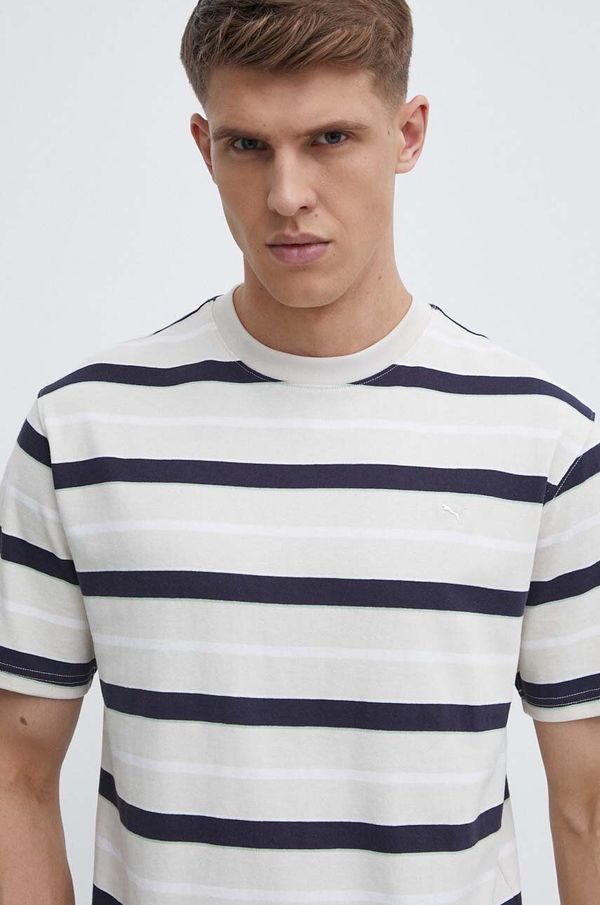 Puma Pamučna majica Puma MMQ za muškarce, boja: bež, s uzorkom, 624015