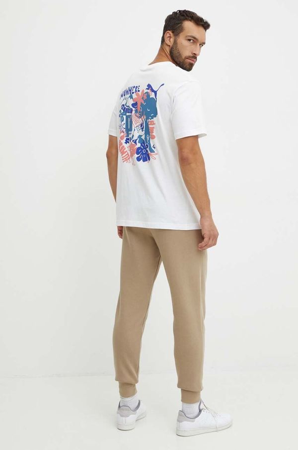Puma Pamučna majica Puma za muškarce, boja: bijela, s tiskom, 628010