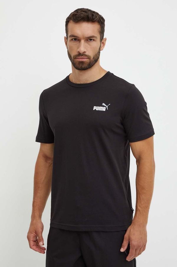 Puma Pamučna majica Puma za muškarce, boja: crna, melanž