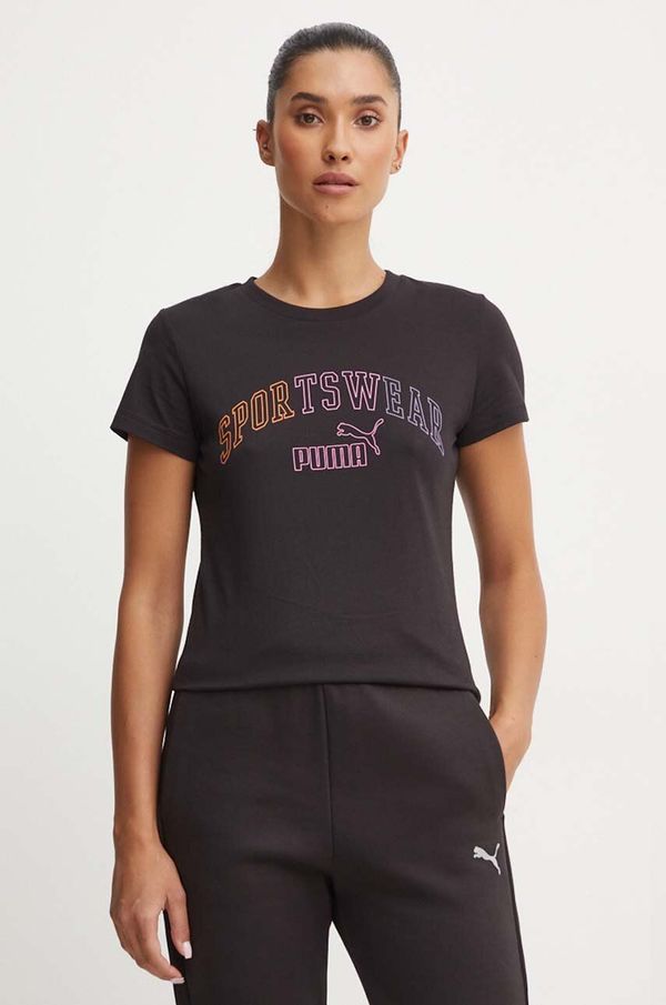 Puma Pamučna majica Puma za žene, boja: crna, 682986