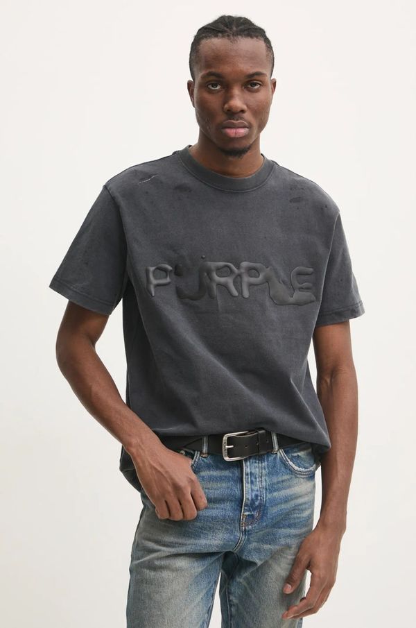 PURPLE BRAND Pamučna majica PURPLE BRAND HWT JERSEY SS TEE za muškarce, boja: siva, s tiskom, P117-HBLW125