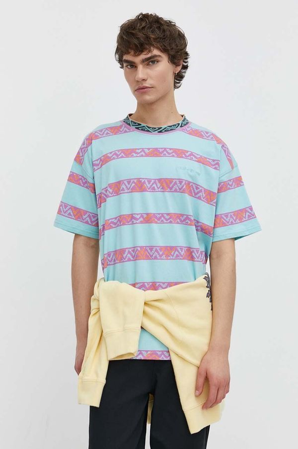 Quiksilver Pamučna majica Quiksilver za muškarce, boja: tirkizna, s uzorkom