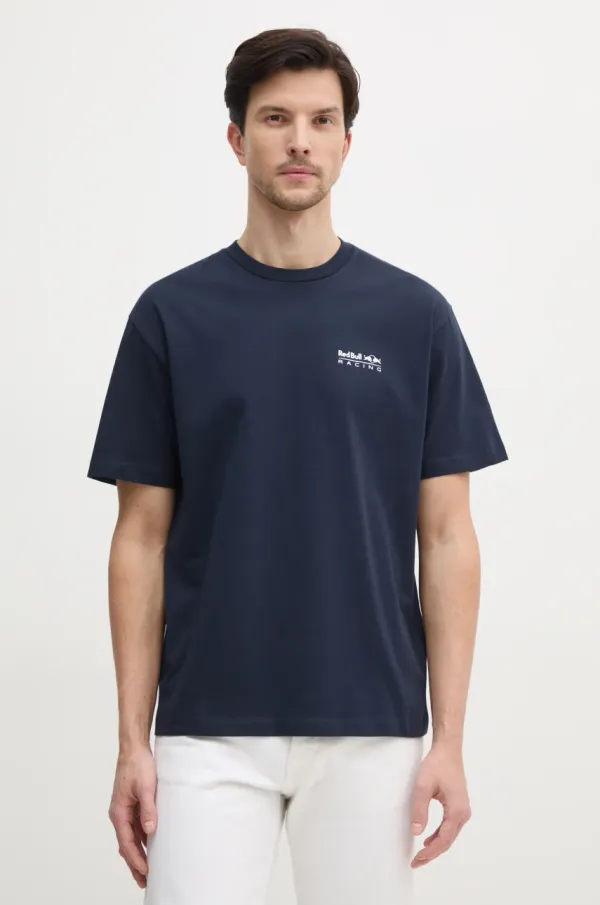 Red Bull Racing x Pepe Jeans Pamučna majica Red Bull Racing x Pepe Jeans ABSTRACT RELIEF TEE za muškarce, boja: tamno plava, s tiskom, RM500018