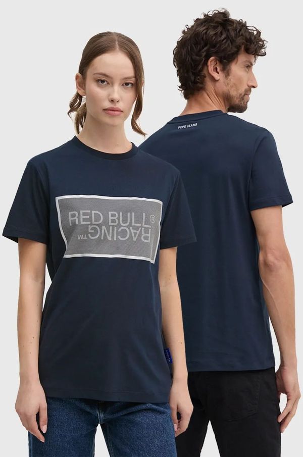 Red Bull Racing x Pepe Jeans Pamučna majica Red Bull Racing x Pepe Jeans boja: tamno plava, s tiskom, RU500004