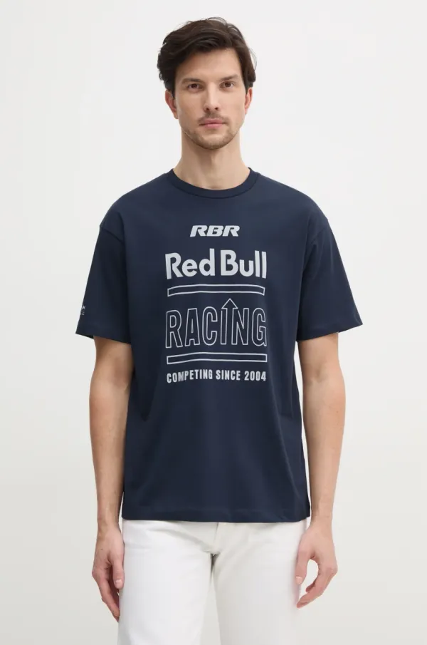 Red Bull Racing x Pepe Jeans Pamučna majica Red Bull Racing x Pepe Jeans RACING HISTORY TEE za muškarce, boja: tamno plava, s tiskom, RM500020