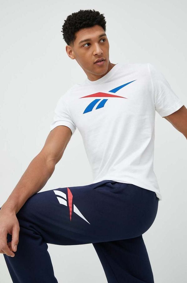 Reebok Pamučna majica Reebok boja: bijela, s tiskom