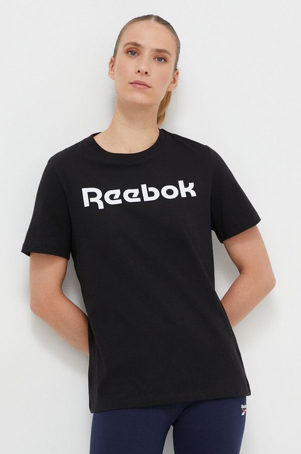 Reebok Pamučna majica Reebok boja: crna, 100073083