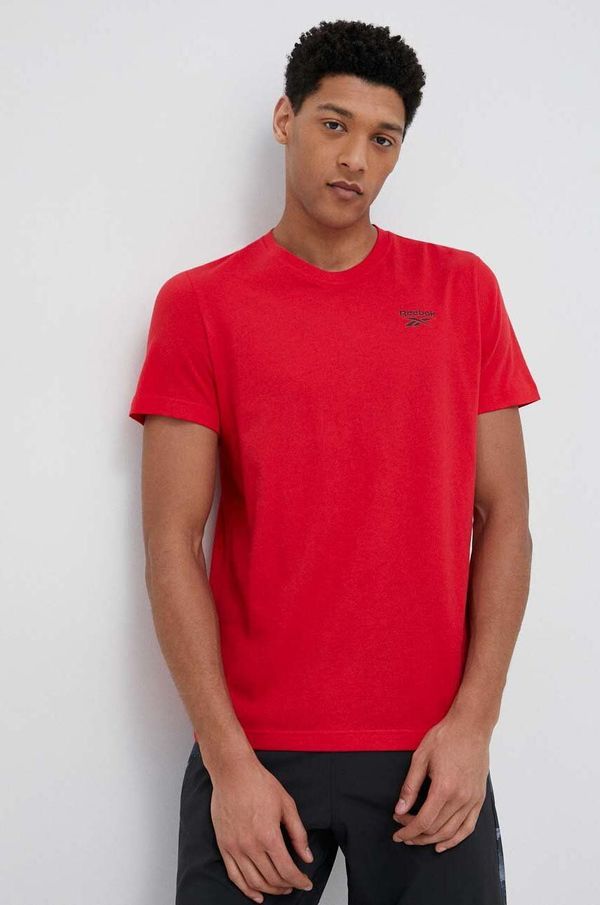 Reebok Pamučna majica Reebok boja: crvena, glatki model